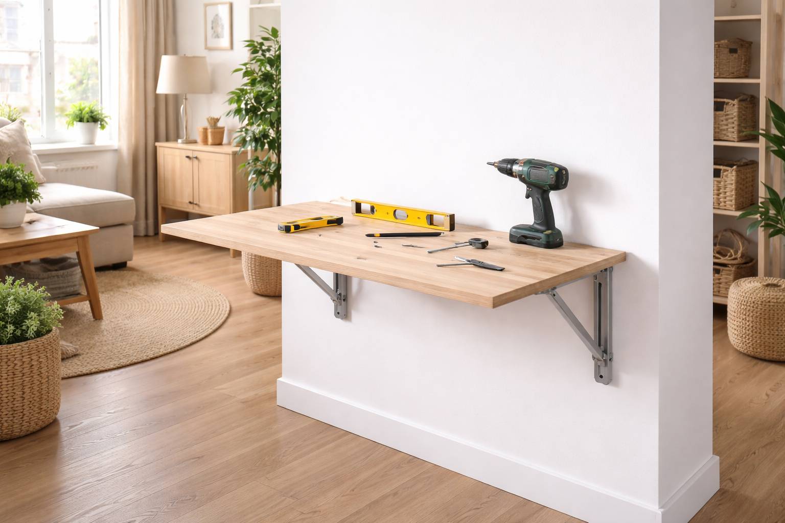 Cómo hacer una mesa abatible de pared para espacios pequeños: medidas, herrajes y montaje paso a paso Cómo hacer una mesa abatible de pared para espacios pequeños: medidas, herrajes y montaje paso a paso